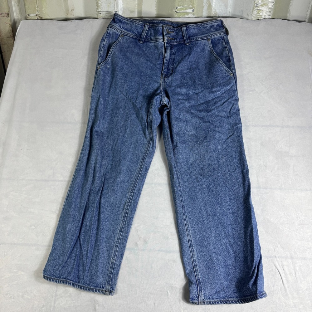 J.Crew Womens Wide Leg Jeans Blue Denim Slash Pocket Classic Streetwear 29P